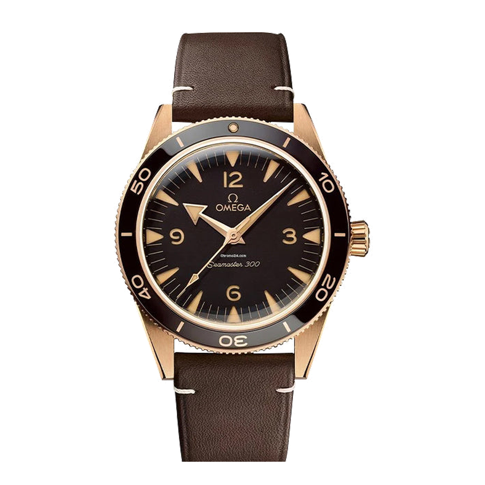 Omega Seamaster 300 41mm Bronze Gold Black Dial Straps