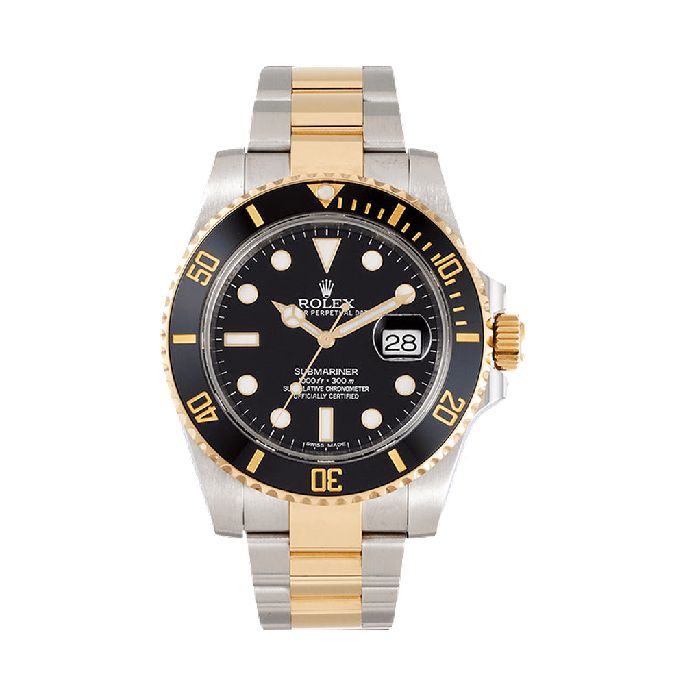 Rolex Submariner 16618 Black SuperLuminova Black Dial Straps