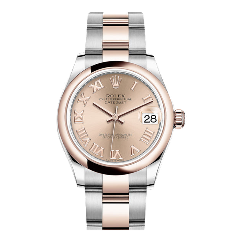 Rolex Datejust 31 Stainless Steel / Rose Gold / Domed / Rose - Roman / Oyster