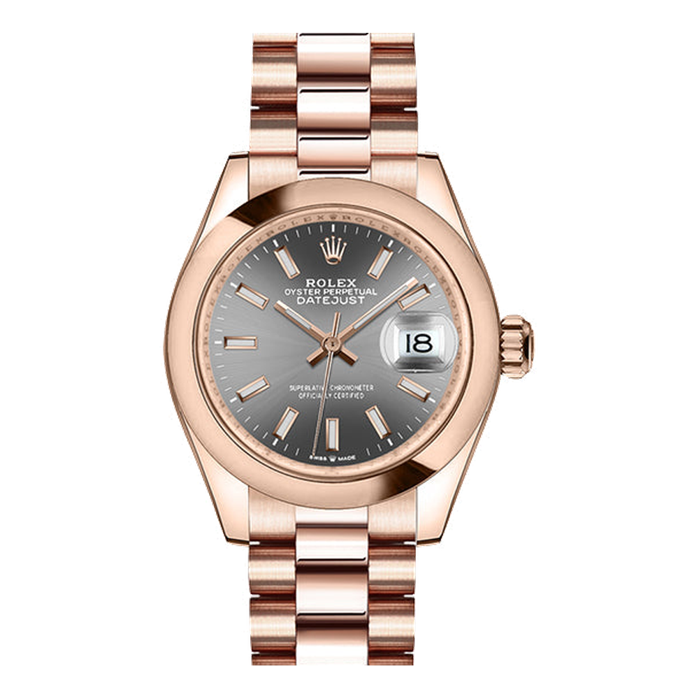 Rolex Datejust 31 Rose Gold / Domed / Grey / President