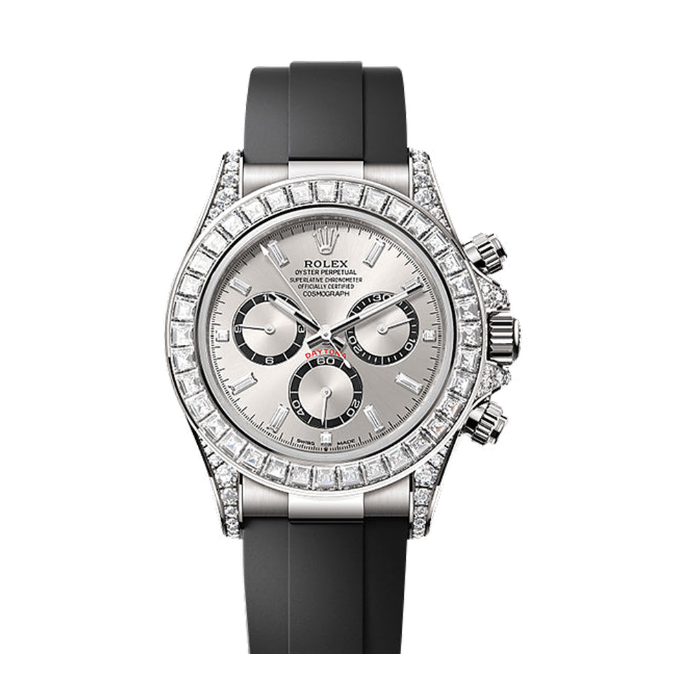 Rolex Cosmograph Daytona White Gold - Baguette / Silver - Baguette / Oysterflex