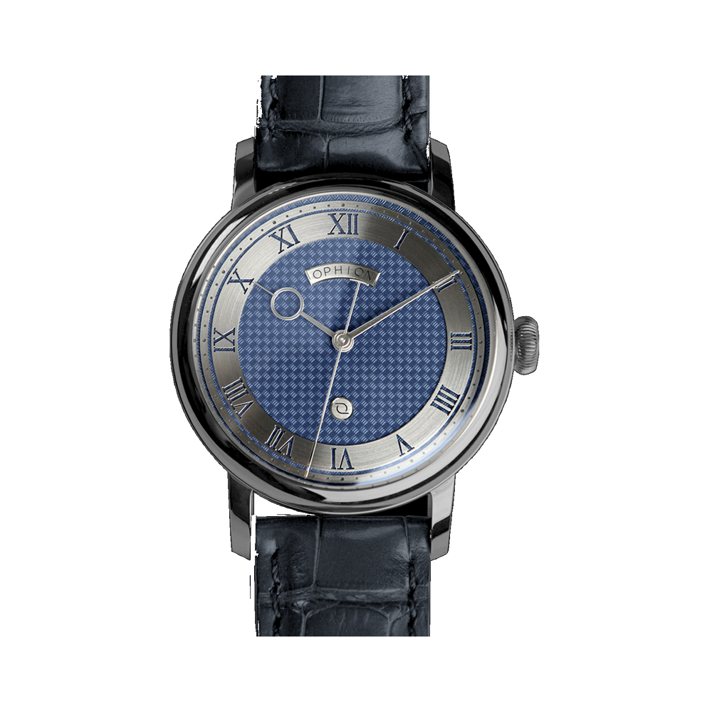 Ophion OPH786 Blue CNC Guilloche Nickel Blue/Navy Dial Straps
