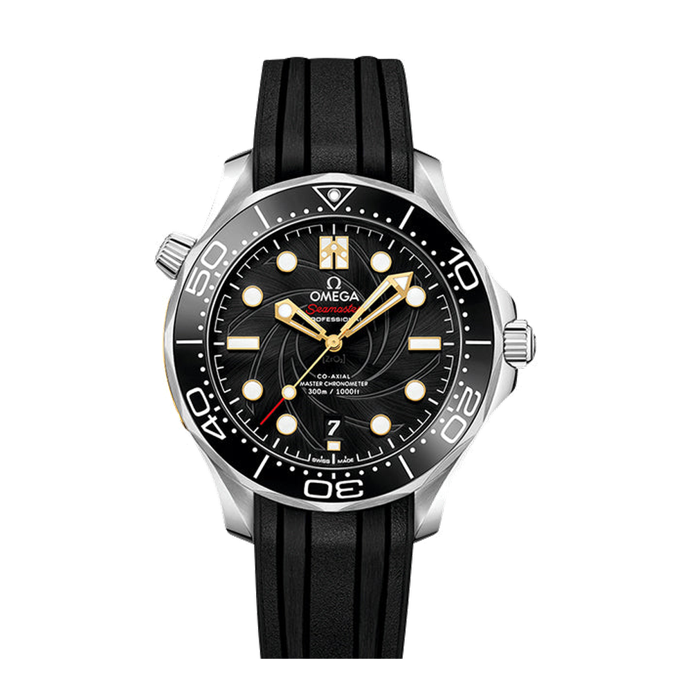 Omega Diver 300M Master Co-Axial 42 Stainless Steel / James Bond Black Dial Straps