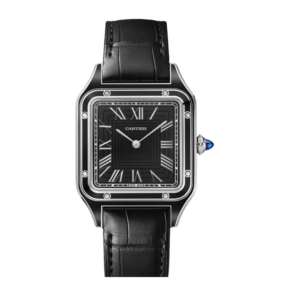 Cartier Santos Dumont Large Black Dial Straps