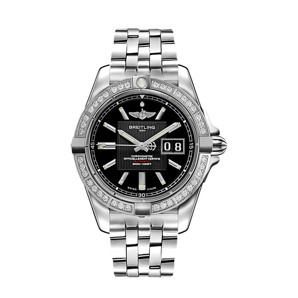 Breitling Stainless Steel / Diamond / Trophy Black Black Dial Straps