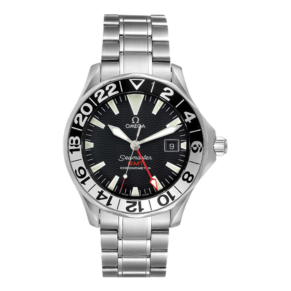 Omega Diver 300M Automatic 41 GMT Stainless Steel / Black / Bracelet / Gerry Lopez Black Dial Straps