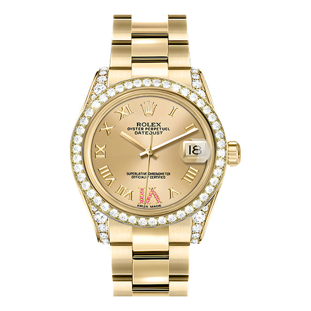 Rolex Datejust 31 Yellow Gold Diamond / Oyster / Champagne Roman