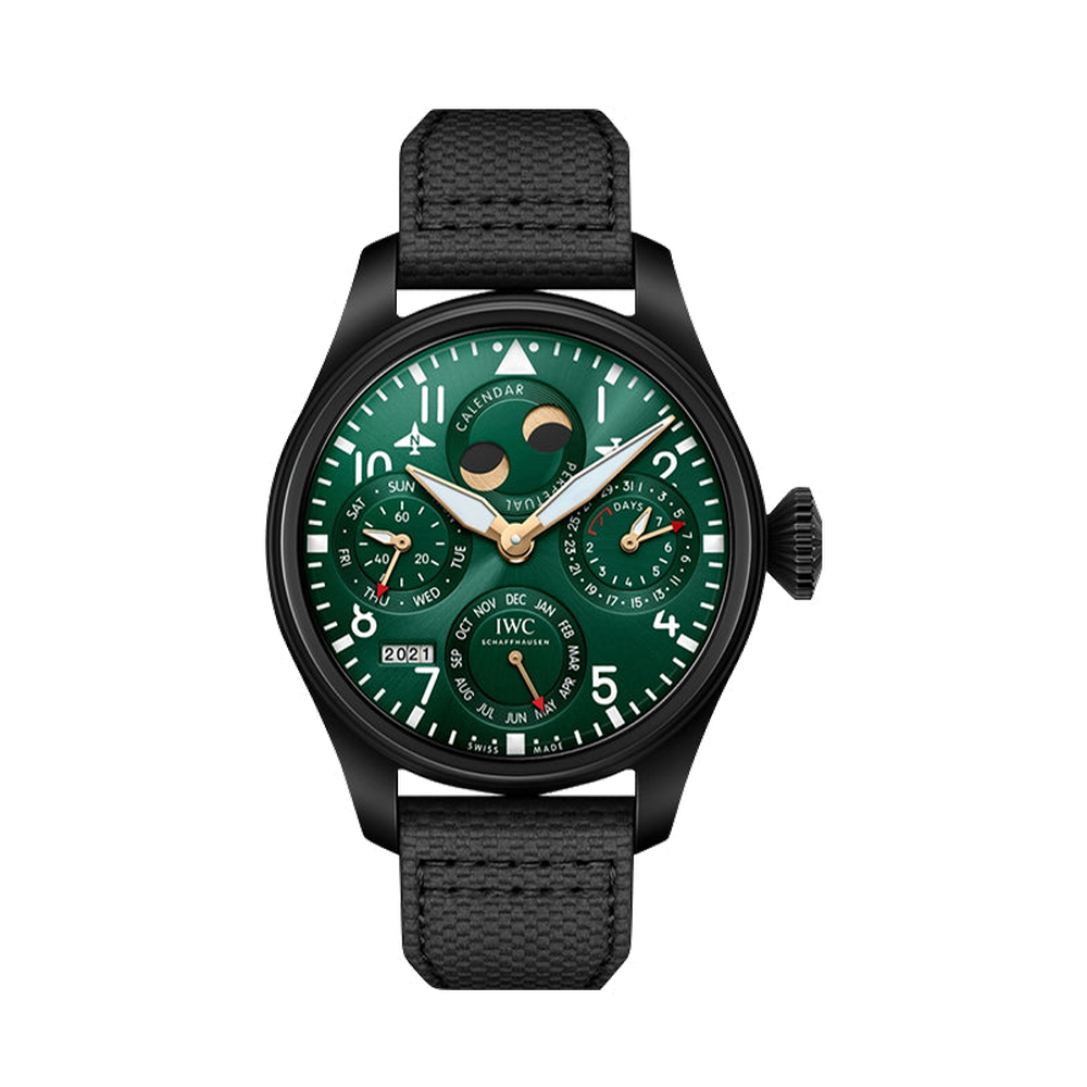 IWC Big Pilot's Watch Perpetual Calendar Racing Green Green Dial Straps