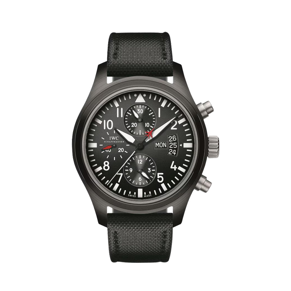 IWC Pilot's Watch Chronograph Top Gun Black Dial Straps