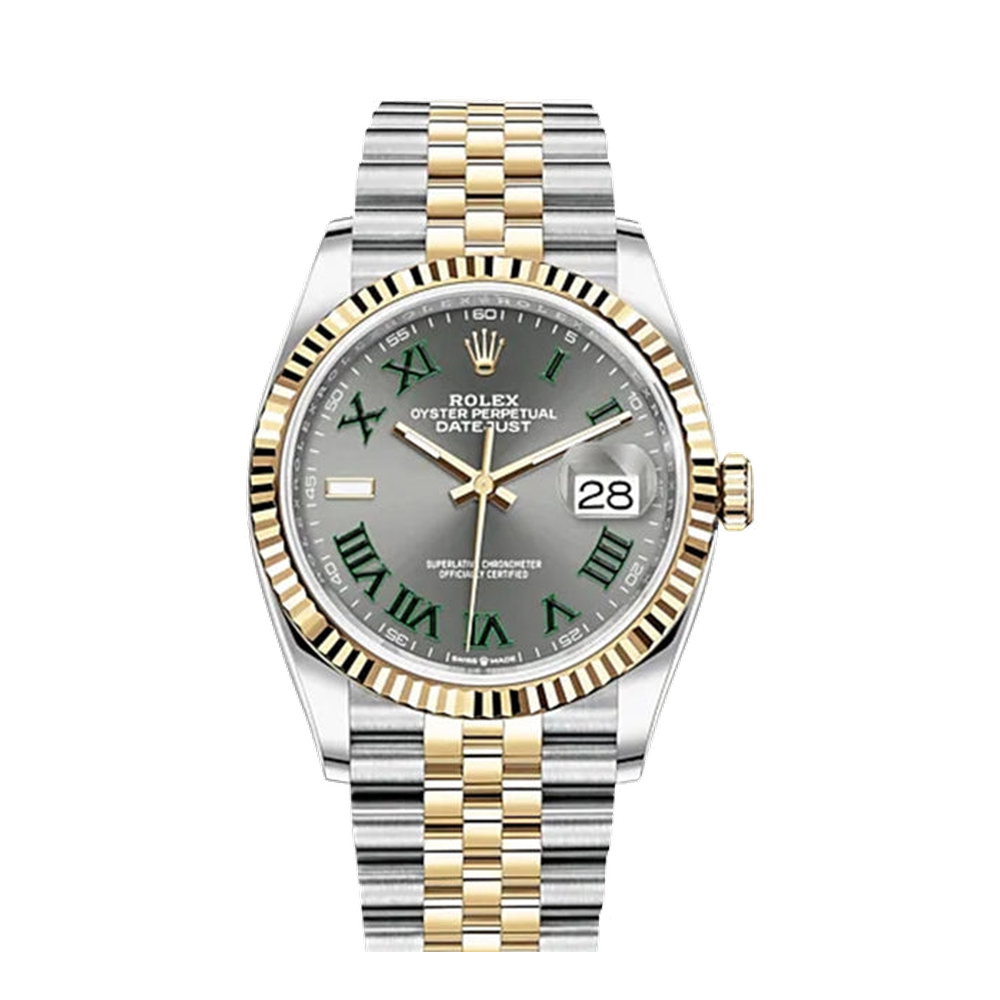 Rolex Datejust 36 Stainless Steel / Yellow Gold / Fluted / Slate - Roman / Jubilee