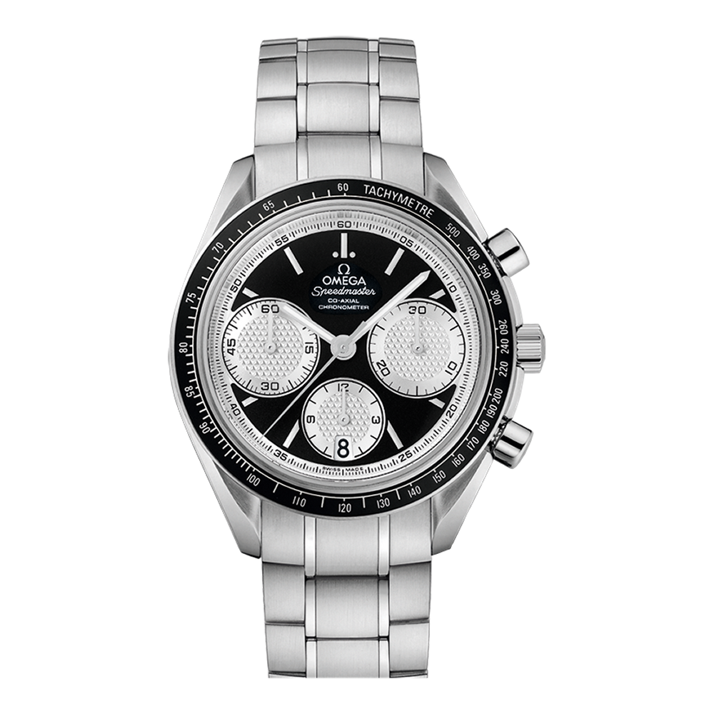 Omega Racing 40 mm Black Silver Subdials Bracelet