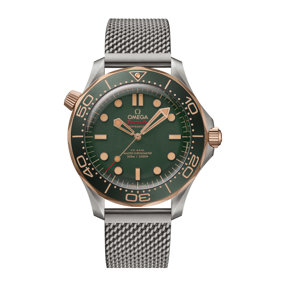 Omega Diver 300M 42 mm Green Titanium Bronze Gold Mesh