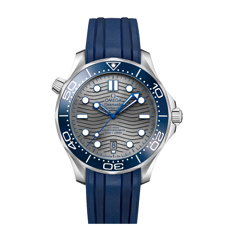 Omega Diver 300M 42 mm Grey Dial Blue Rubber