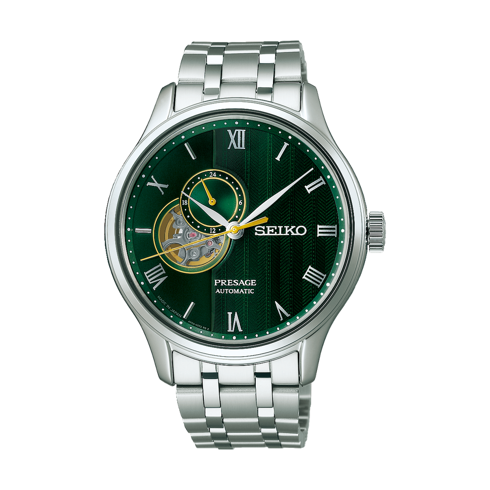 Seiko Japanese Garden Open Heart Green Dial