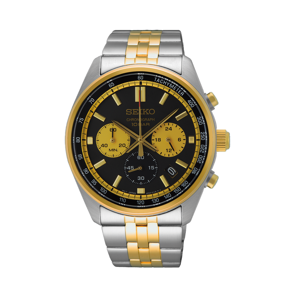 Seiko Quartz Chronograph Two-Tone Black Dial