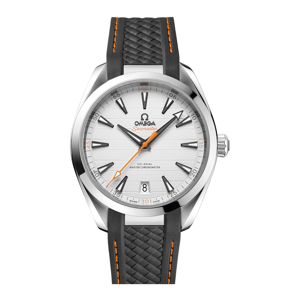 Omega Aqua Terra 150M 41 mm Silver Teak Orange Accents Rubber