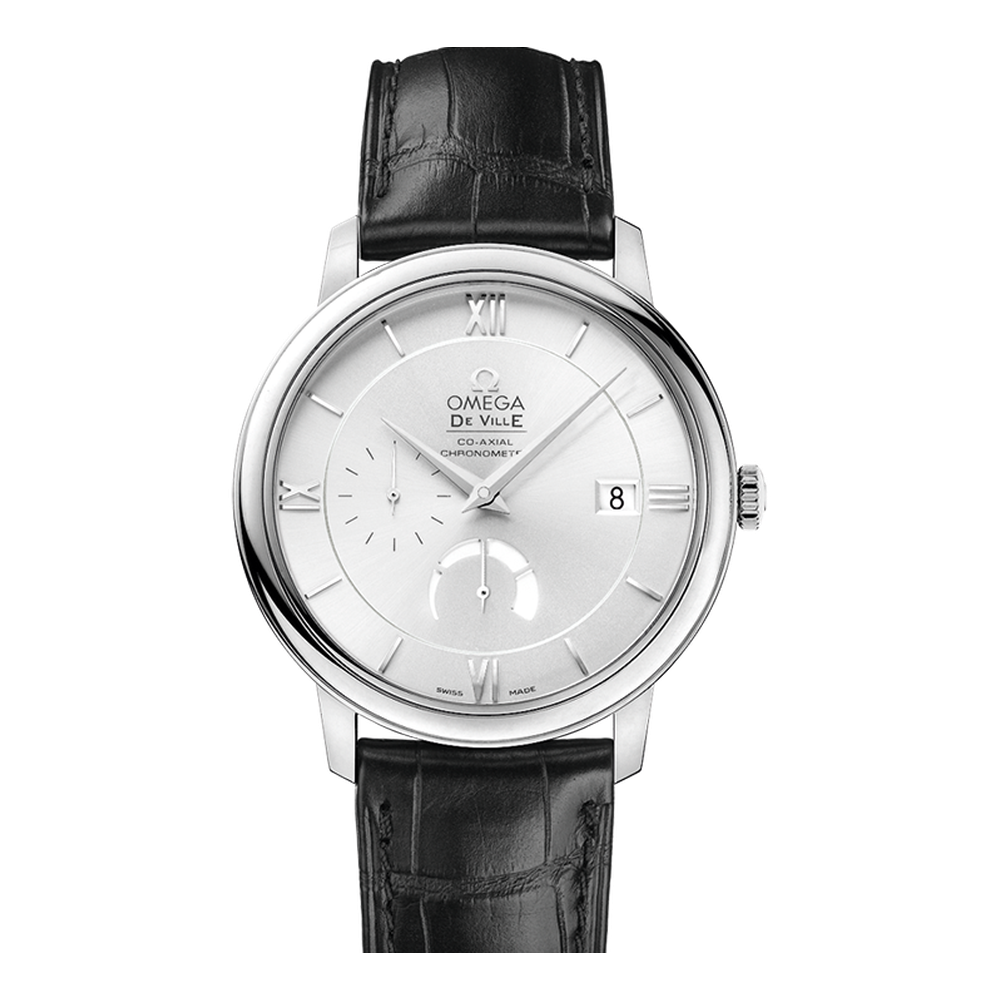 Omega Prestige Power Reserve 39.5 mm Silver Leather Silver Dial Straps