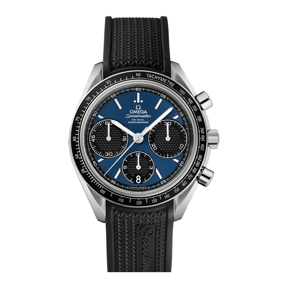 Omega Speedmaster Racing 40 mm Blue Black Rubber Blue Dial Straps