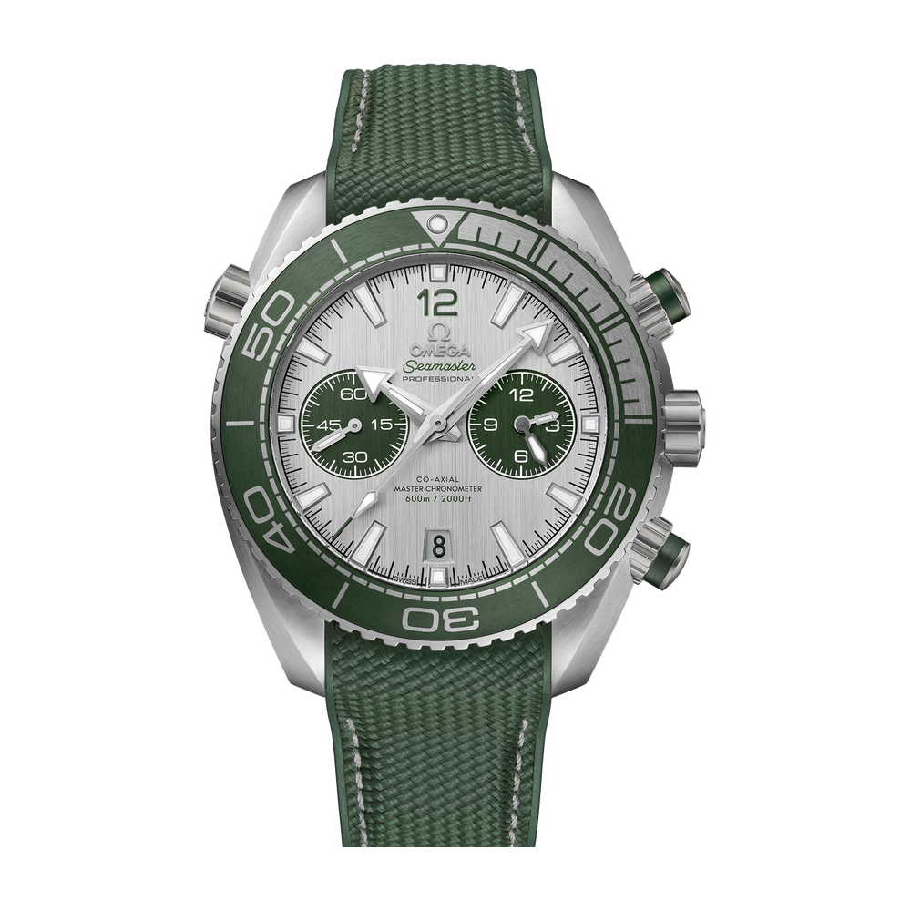 Omega Planet Ocean 600M Chronograph 45.5 mm Grey Dial Green Textile