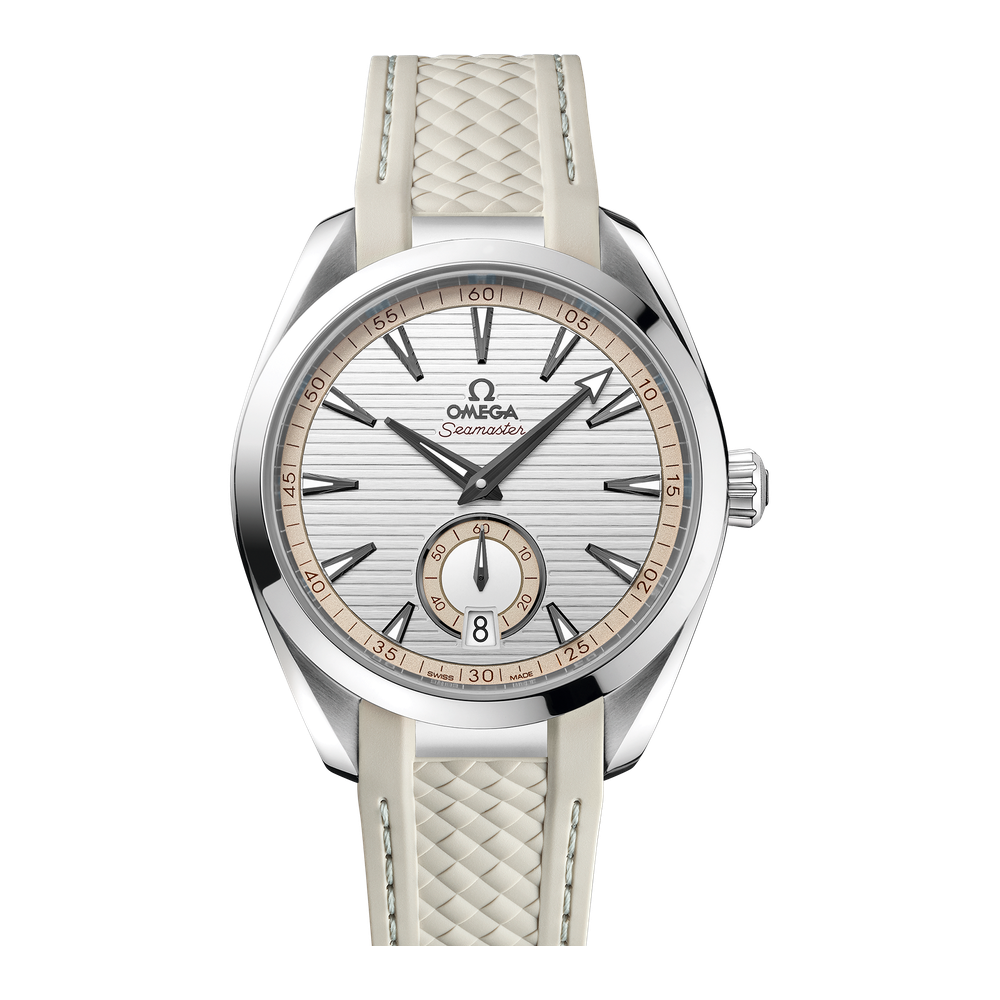 Omega Aqua Terra 150M Small Seconds 41 mm Silver Dial Beige Rubber