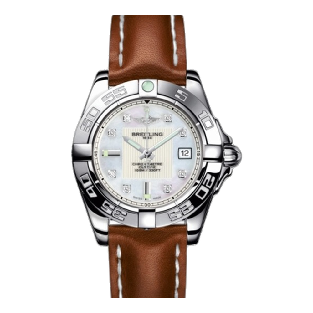 Breitling Stainless Steel / Pearl Diamond White Dial Straps