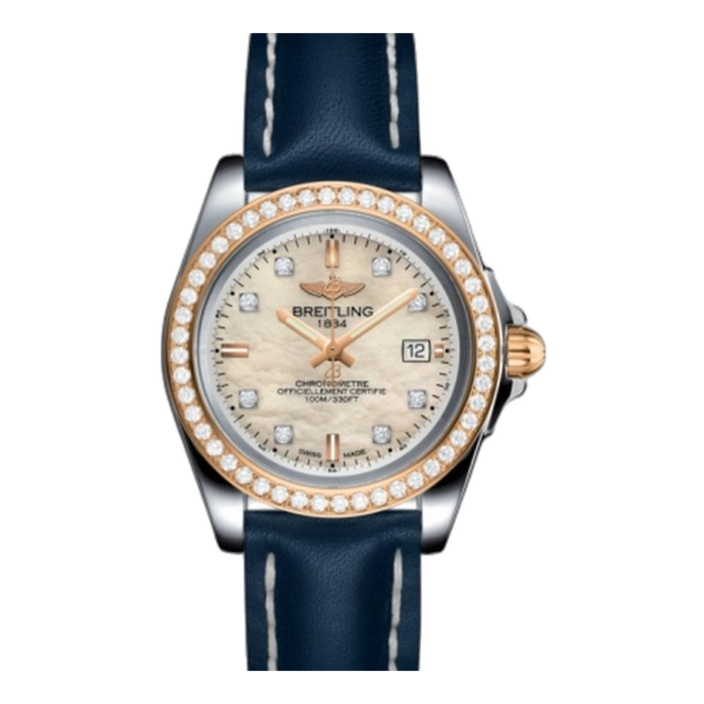 Breitling Sleek Edition Stainless Steel / Rose Gold / Diamond / Pearl Diamond Natural/Cream Dial Straps