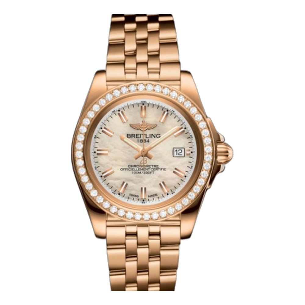 Breitling Sleek Edition Rose Gold / Diamond / Pearl Natural/Cream Dial Straps