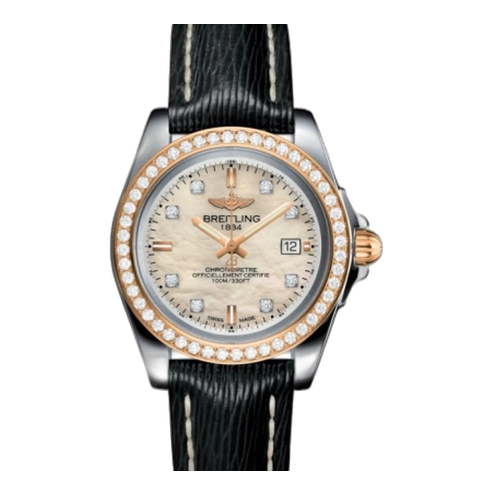Breitling Sleek Edition Stainless Steel / Rose Gold / Diamond / Pearl Diamond / Sahara Natural/Cream Dial Straps