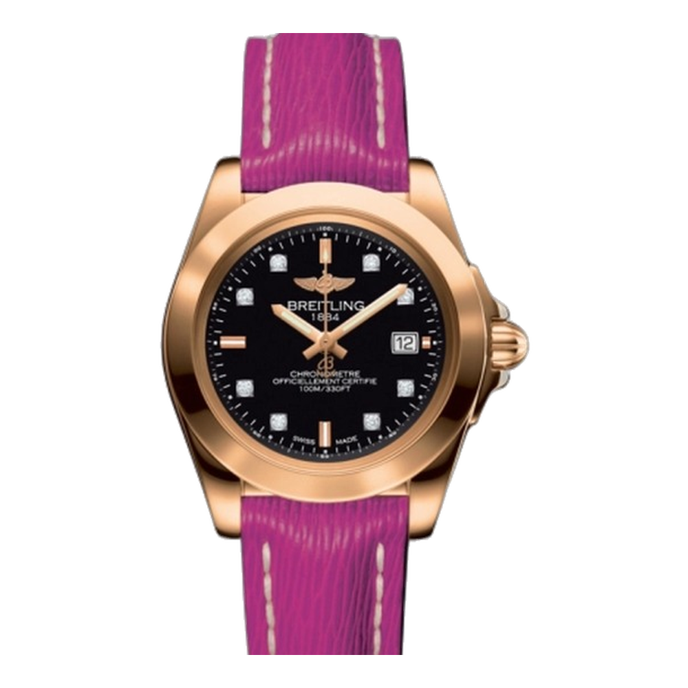 Breitling Sleek Edition Rose Gold / Trophy Black Diamond / Sahara Black Dial Straps