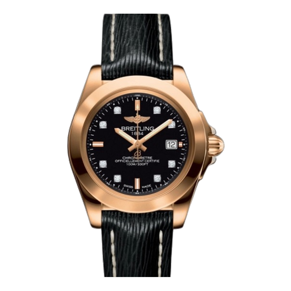 Breitling Sleek Edition Rose Gold / Trophy Black Diamond / Sahara Black Dial Straps