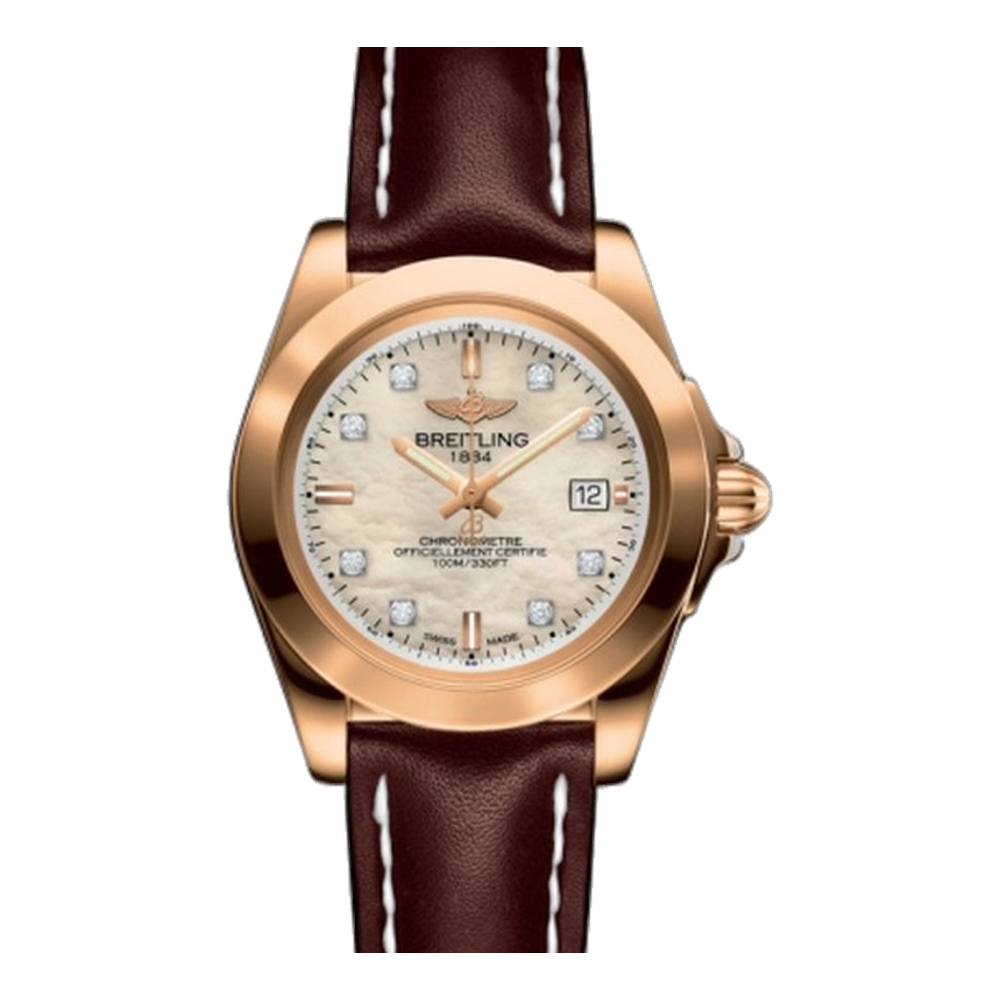 Breitling Sleek Edition Rose Gold / Pearl Diamond Natural/Cream Dial Straps