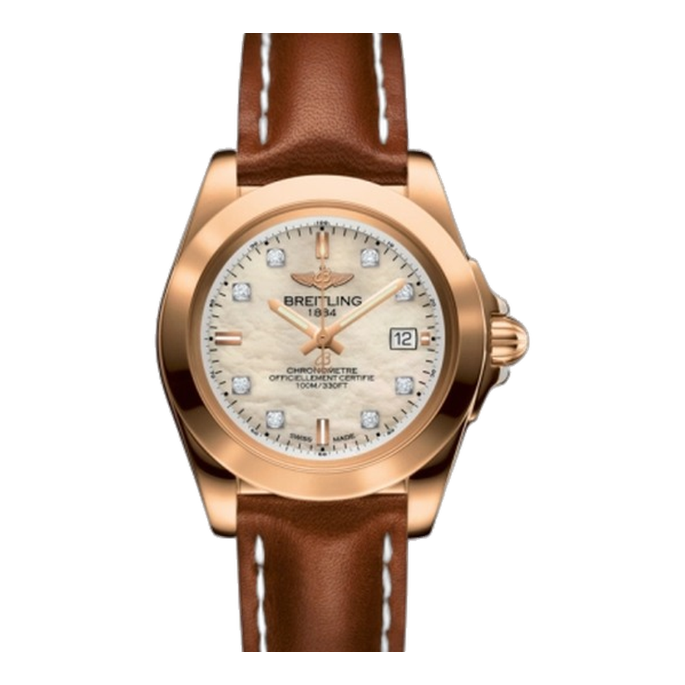 Breitling Sleek Edition Rose Gold / Pearl Diamond Natural/Cream Dial Straps