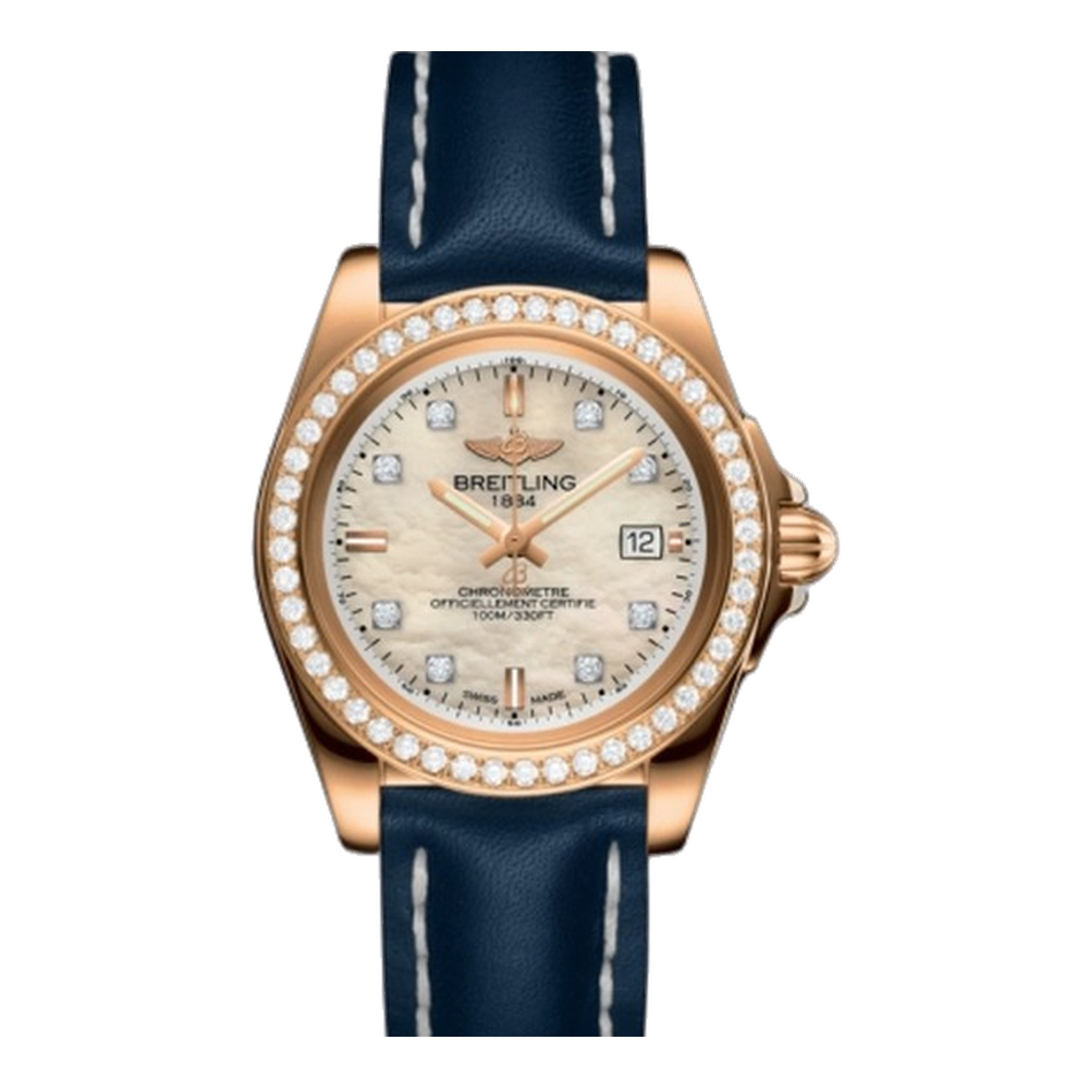 Breitling Sleek Edition Rose Gold / Diamond / Pearl Diamond Natural/Cream Dial Straps