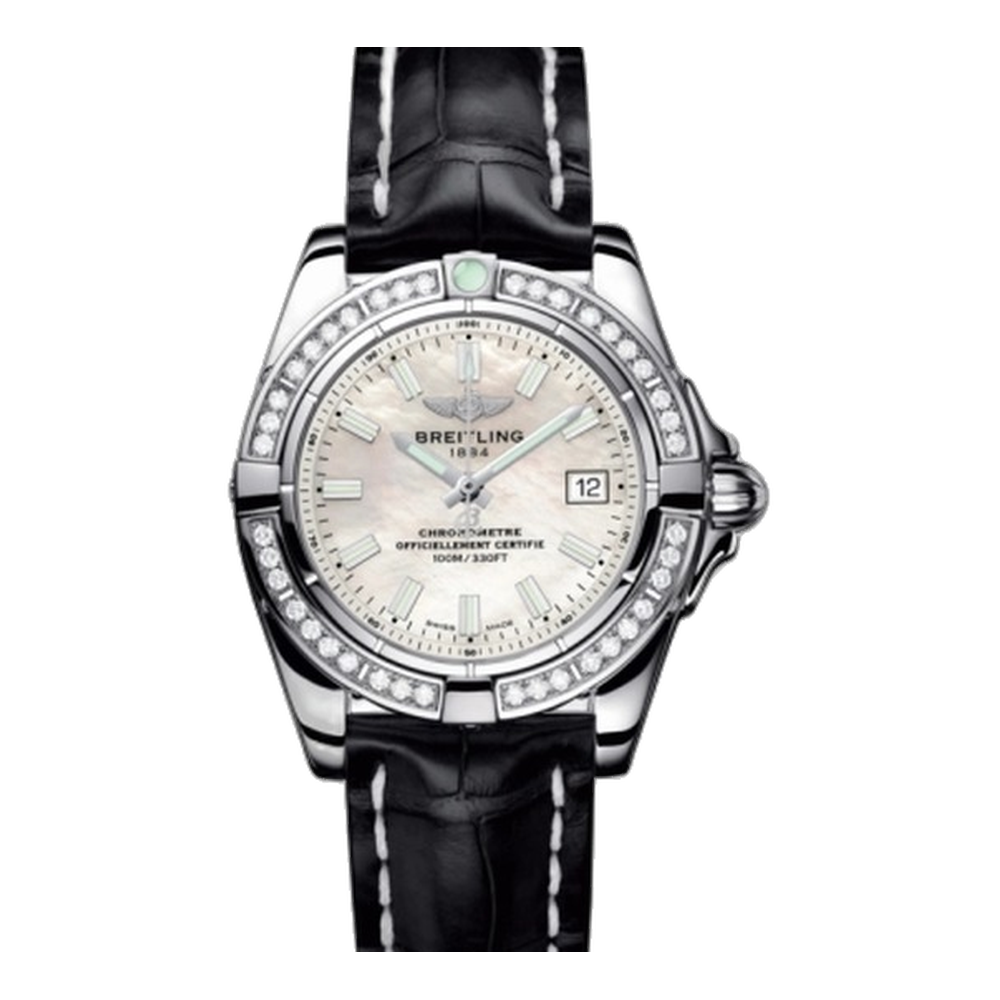 Breitling Stainless Steel / Diamond / Pearl Pink/Salmon Dial Straps