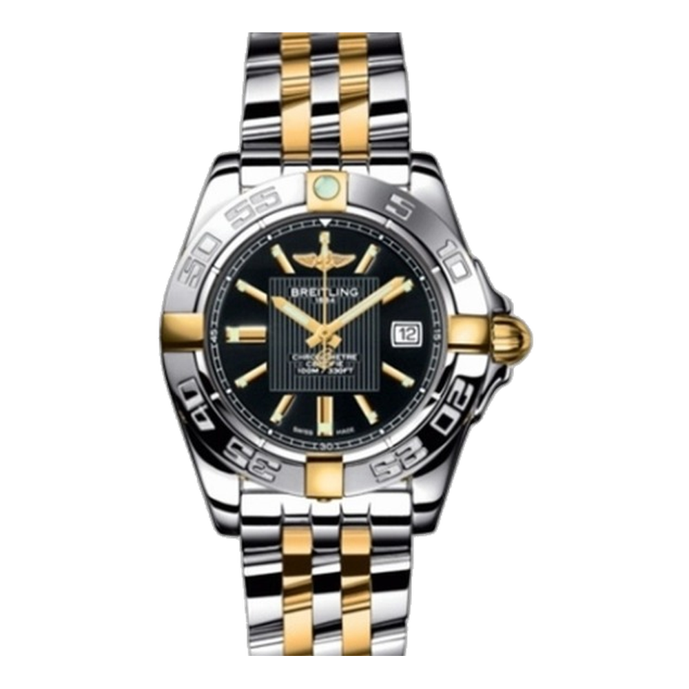 Breitling Two Tone Black Black Dial Straps