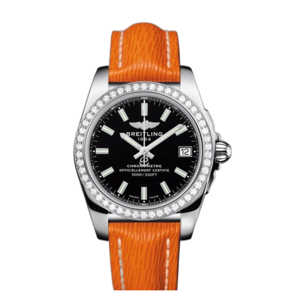 Breitling Stainless Steel / Diamond / Trophy Black / Sahara
