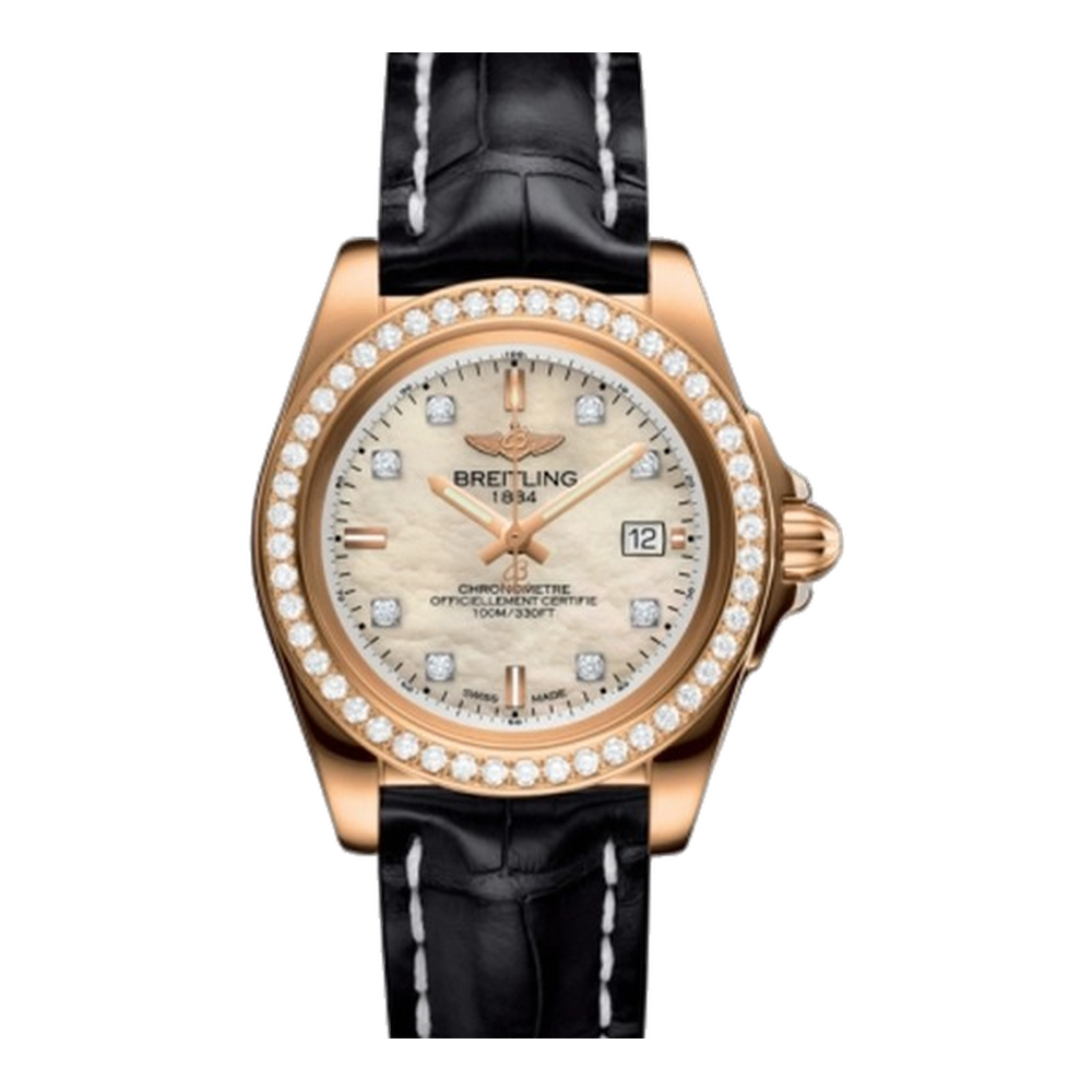 Breitling Sleek Edition Rose Gold / Diamond / Pearl Diamond Natural/Cream Dial Straps
