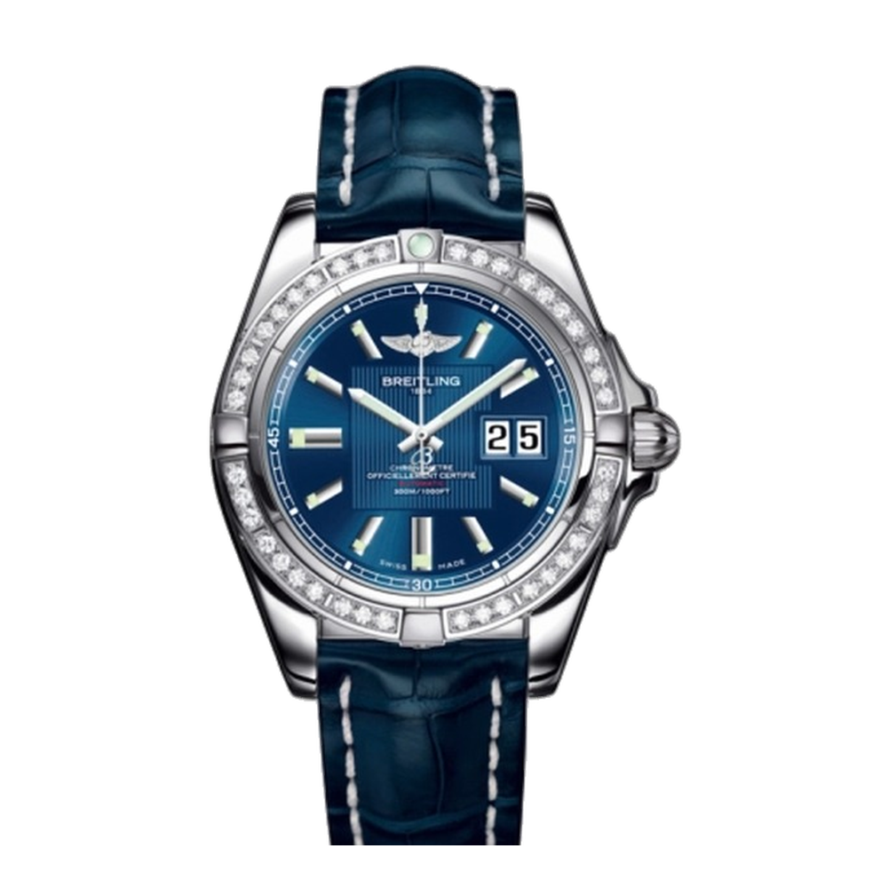 Breitling Stainless Steel / Diamond / Metallica Blue / Croco