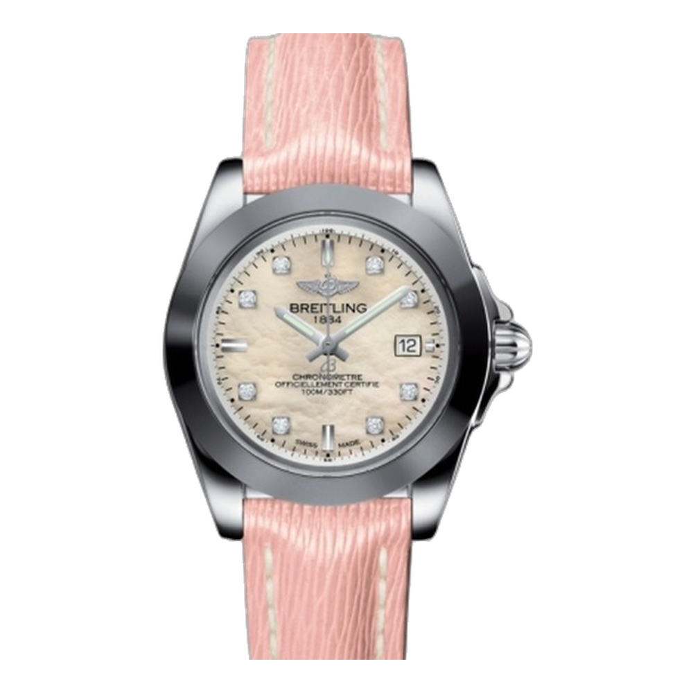 Breitling Sleek Edition Stainless Steel / Pearl Diamond / Sahara Natural/Cream Dial Straps