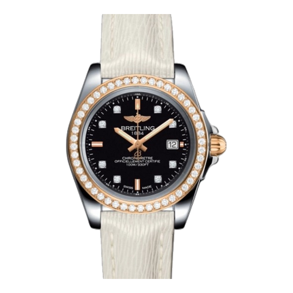 Breitling Sleek Edition Stainless Steel / Rose Gold / Diamond / Trophy Black Diamond / Sahara Black Dial Straps