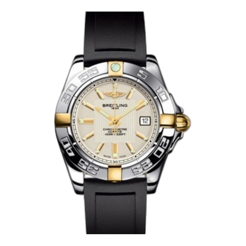 Breitling Two Tone Silver White Dial Straps