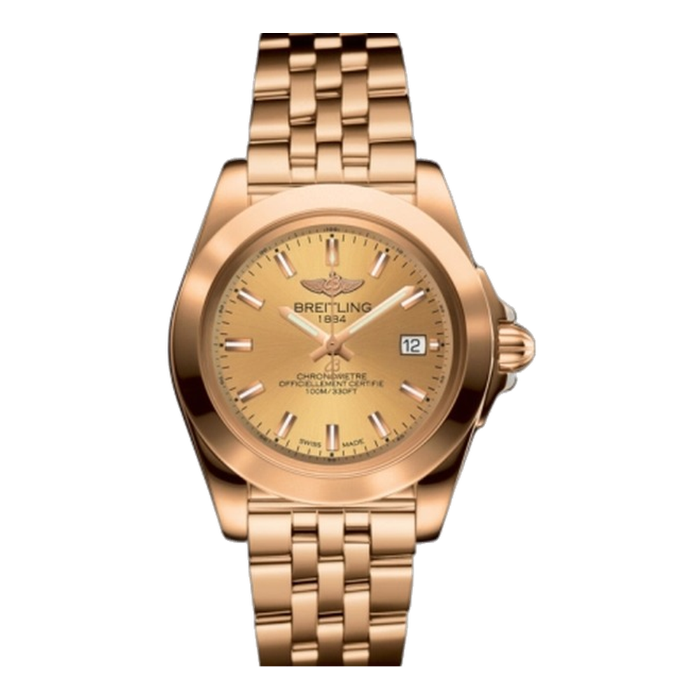 Breitling Sleek Edition Rose Gold / Golden Sun Yellow Dial Straps