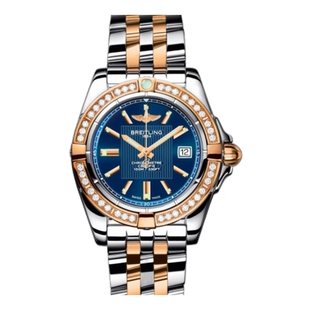Breitling Stainless Steel / Rose Gold / Diamond / Metallica Blue Blue/Navy Dial Straps