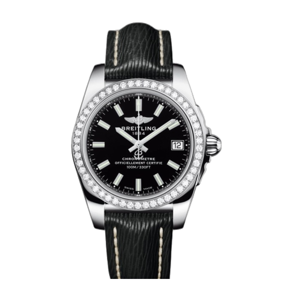 Breitling Stainless Steel / Diamond / Trophy Black / Sahara