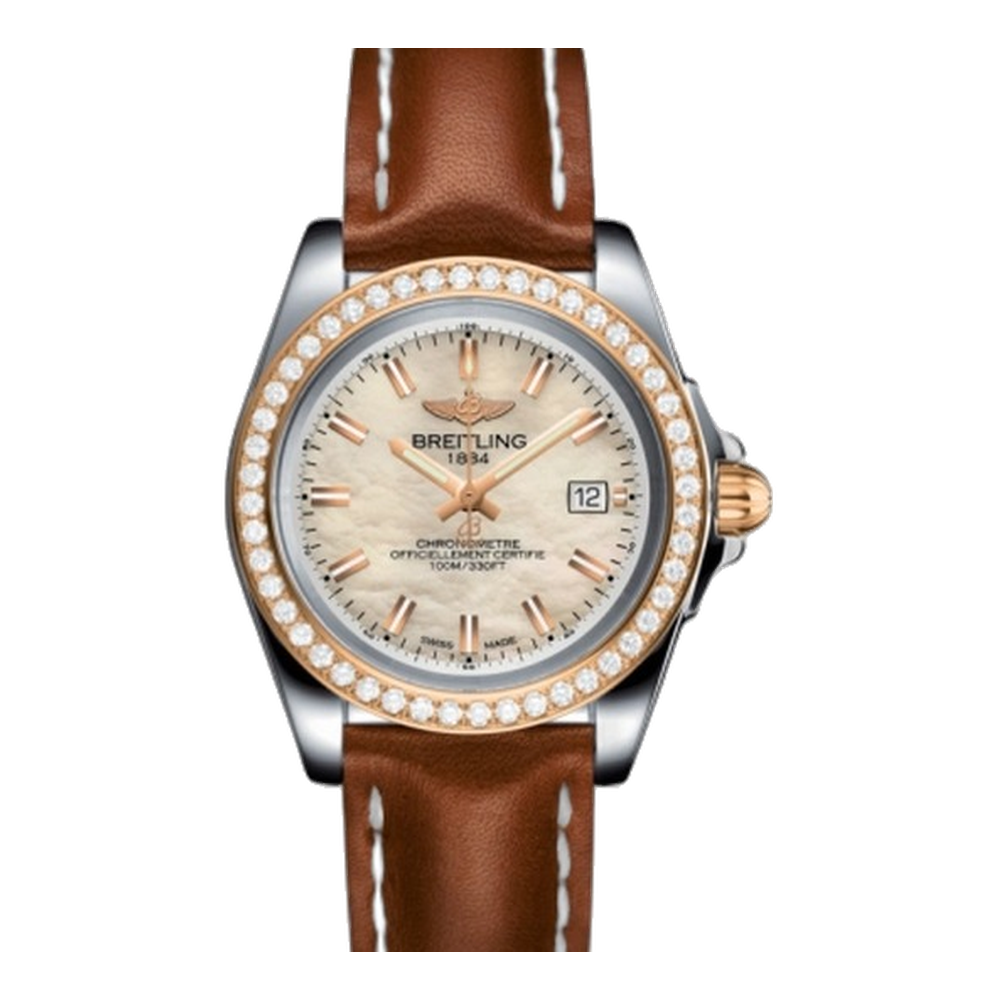 Breitling Sleek Edition Stainless Steel / Rose Gold / Diamond / Pearl Natural/Cream Dial Straps