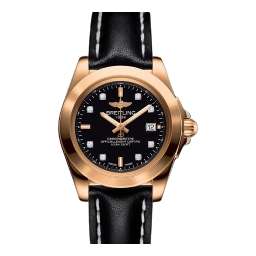 Breitling Sleek Edition Rose Gold / Trophy Black Diamond Black Dial Straps