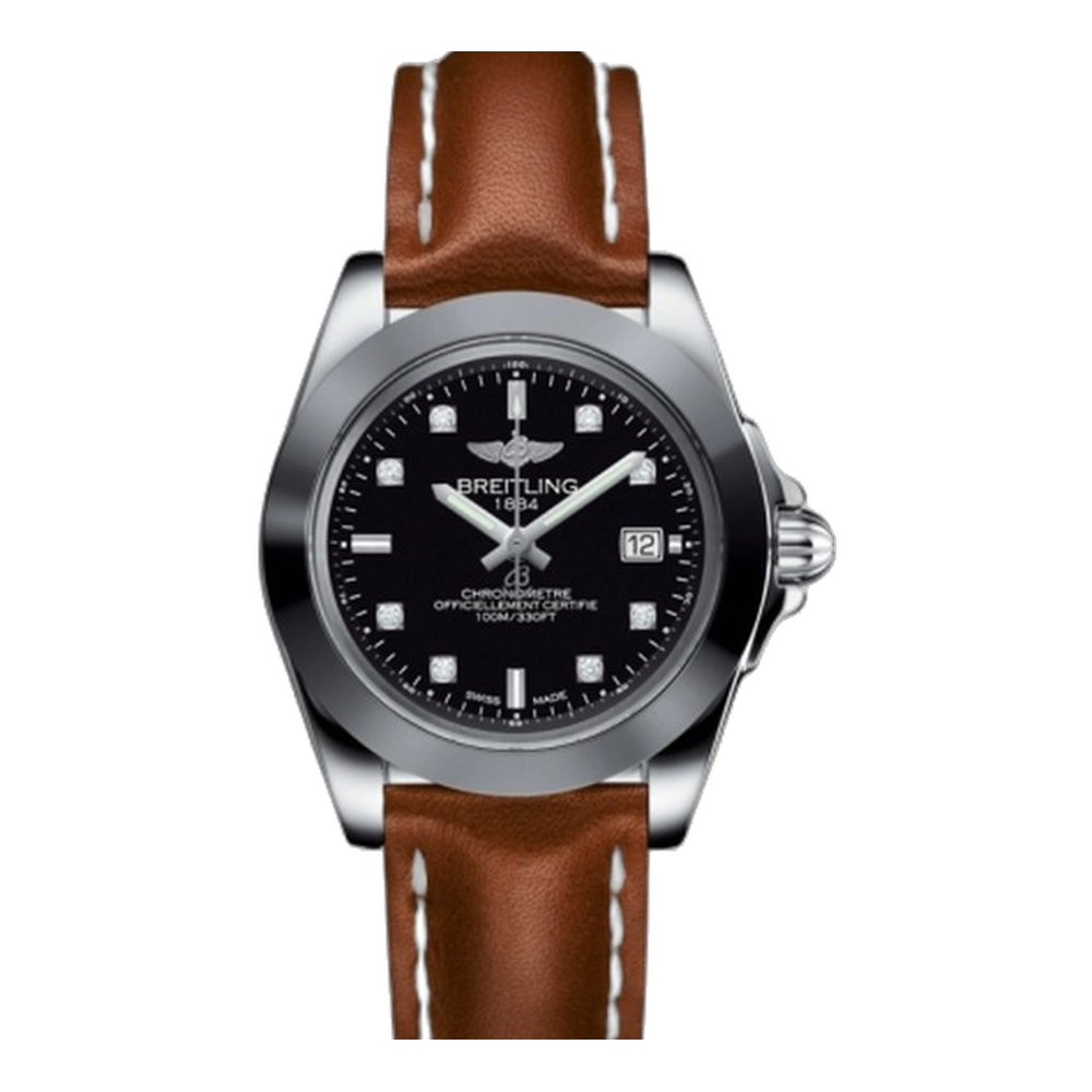 Breitling Sleek Edition Stainless Steel / Trophy Black Diamond Black Dial Straps