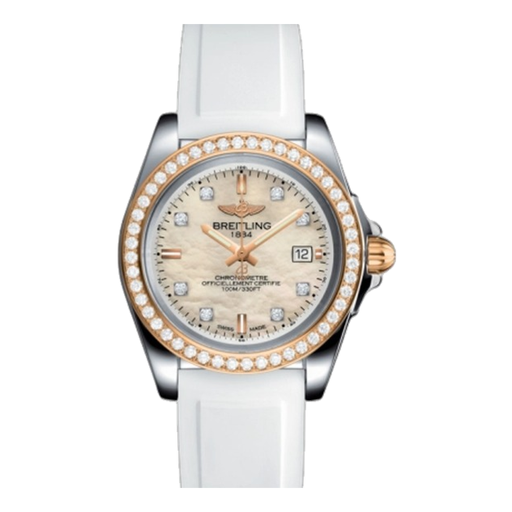 Breitling Sleek Edition Stainless Steel / Rose Gold / Diamond / Pearl Diamond Natural/Cream Dial Straps