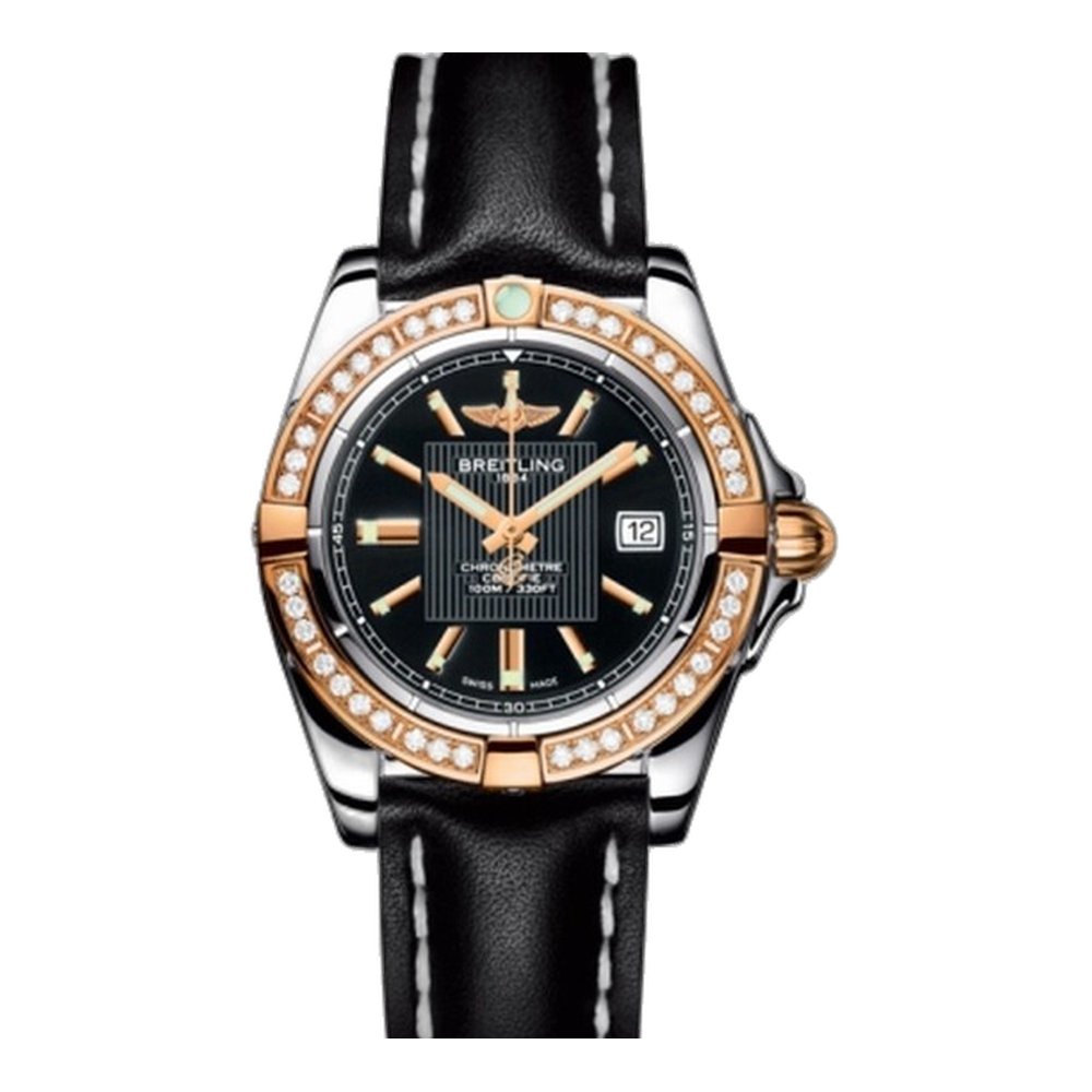 Breitling Stainless Steel / Rose Gold / Diamond / Trophy Black Black Dial Straps