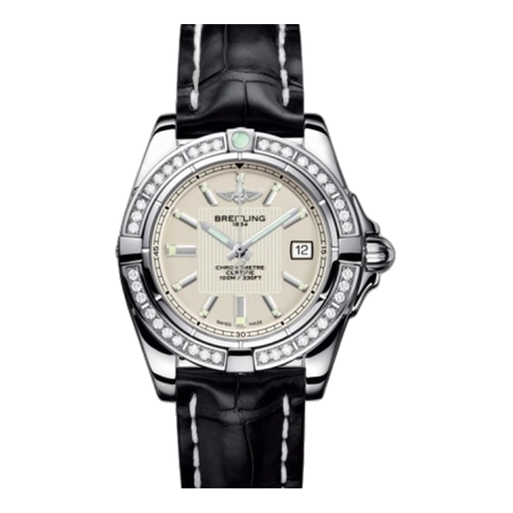 Breitling Stainless Steel / Diamond / Sierra Silver White Dial Straps